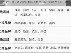 国产专区一线二线三线品牌东 如何选择适合自己的国产专区一线二线三线品牌？