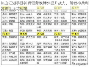 热血江湖手游神兵任务攻略：提升战力，解锁神兵利器玩法技巧详解