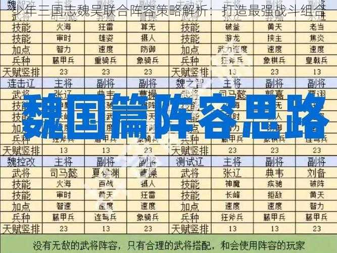 少年三国志魏吴联合阵容策略解析：打造最强战斗组合