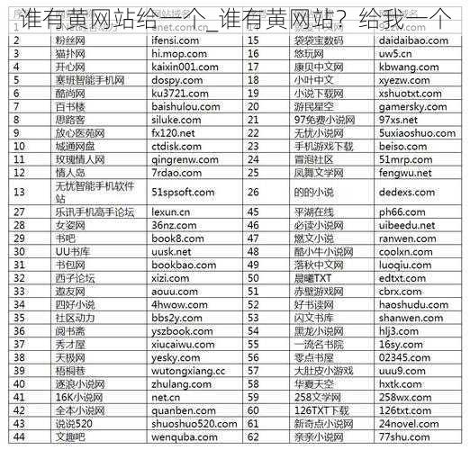 谁有黄网站给一个_谁有黄网站？给我一个