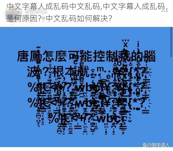 中文字幕人成乱码中文乱码,中文字幕人成乱码，是何原因？中文乱码如何解决？