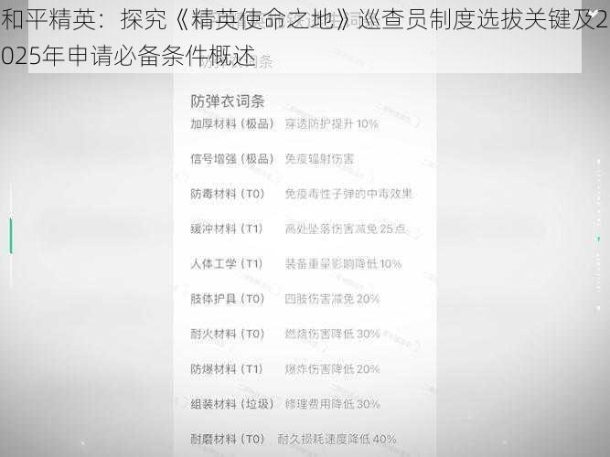 和平精英：探究《精英使命之地》巡查员制度选拔关键及2025年申请必备条件概述