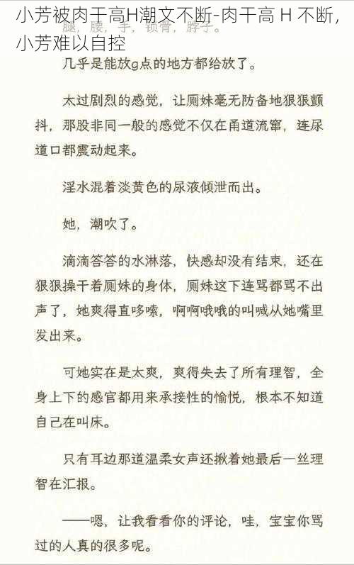 小芳被肉干高H潮文不断-肉干高 H 不断，小芳难以自控