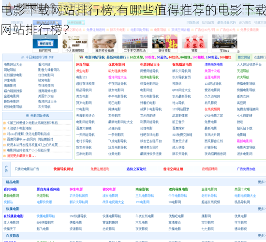 电影下载网站排行榜,有哪些值得推荐的电影下载网站排行榜？