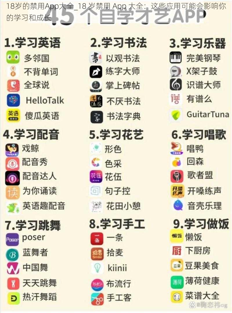 18岁的禁用App大全_18 岁禁用 App 大全：这些应用可能会影响你的学习和成长