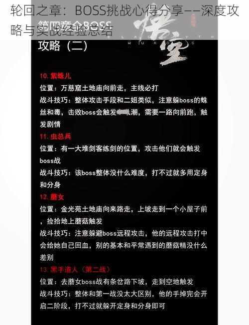 轮回之章：BOSS挑战心得分享——深度攻略与实战经验总结