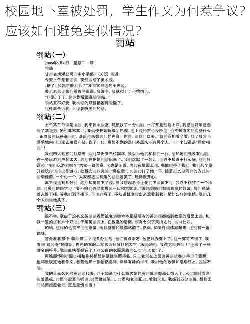 校园地下室被处罚，学生作文为何惹争议？应该如何避免类似情况？