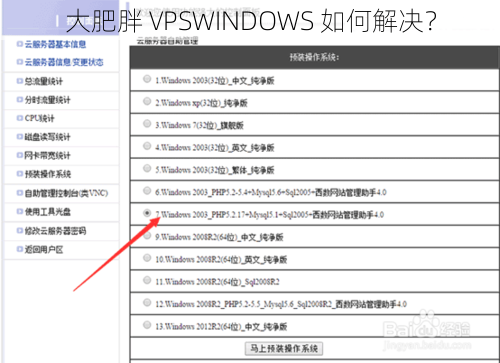 大肥胖 VPSWINDOWS 如何解决？